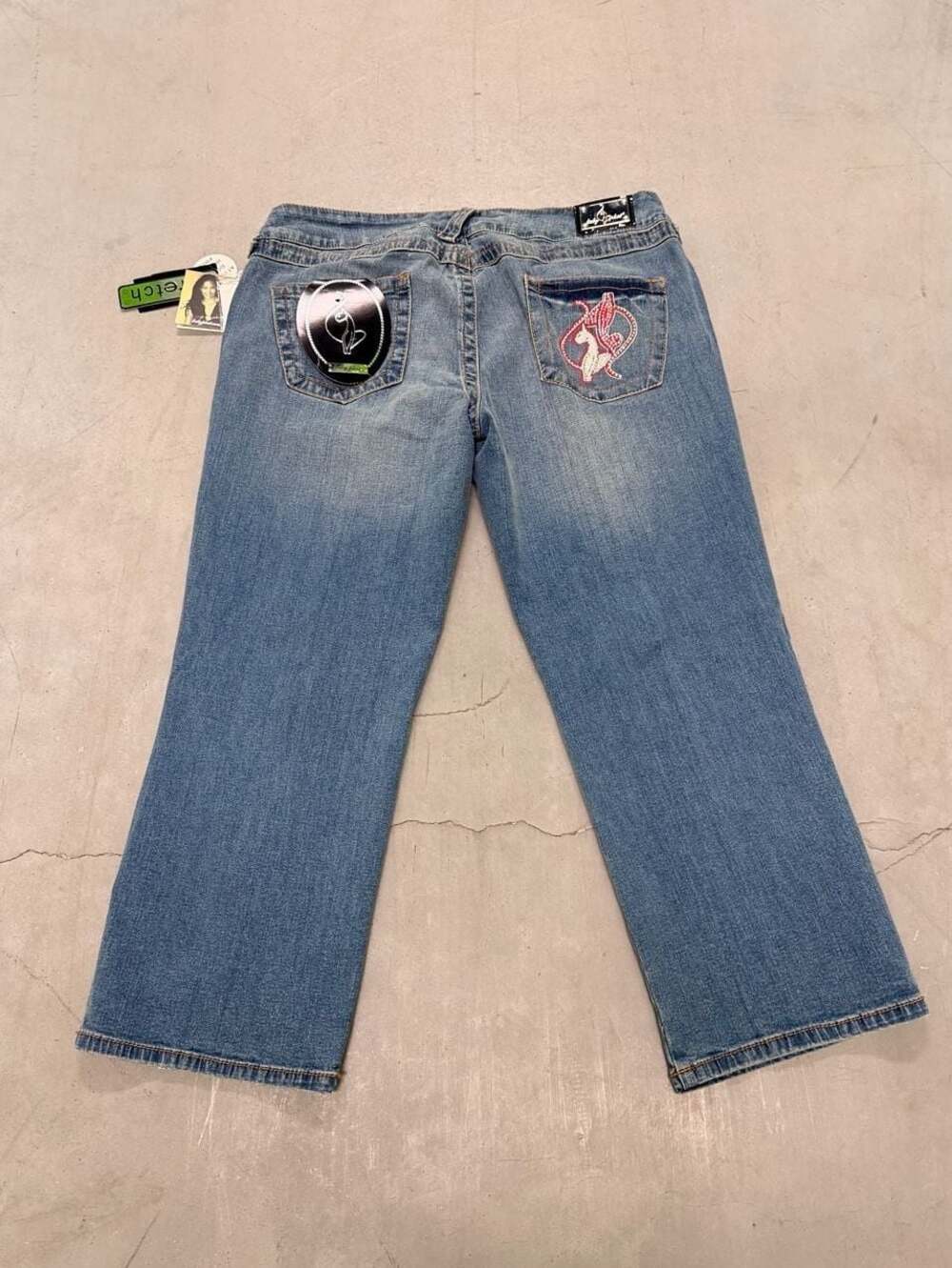 Baby Phat Rhinestone Cat Logo Wide Leg Jeans Size 13 NWT